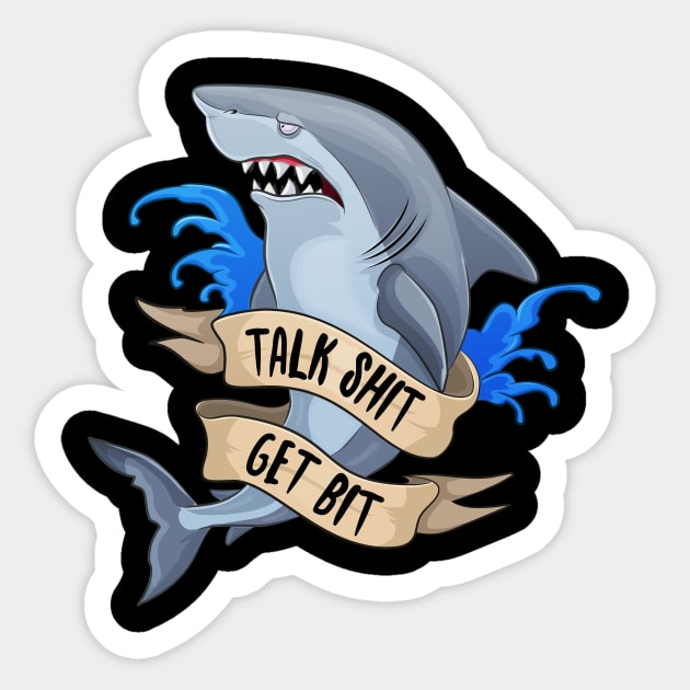 Talk Shirt Get Bit Sassy Shark Sticker by Eugenex